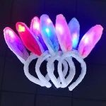 Light up Bunny Ears Headband LED Rabbit Headband 4pc Hair Accessories for New Year Christmas Birthday etc. for Men Woman and children