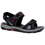 DUNLOP New Men's Sports Beach Trekking Walking Hiking Hook & Loop Summer Sandals Sizes 7-12 (7 UK, Black/Red.)