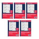 Adams Money and Rent Receipt Books, 3-Part Carbonless, 7-5/8" x 10-7/8", Bound Wraparound Cover, 100 Sets per Book, 4 Receipts per Page, 5 Books per Pack (TC1182-5)