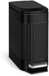 Cesun Small Black Bathroom Trash Can, 1.6 Gallon Small Stainless Steel Garbage Can with Lid and Foot Pedal, Slim Waste Basket for Bathroom, Office, Bedroom, Laundry, Matte Black