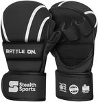 Stealth Sports MMA Gloves – Open Palm Martial Arts Grappling Mitts for Sparring, Punching Bag, Kickboxing, Karate Combat and Training – Cage Fighting Box Training Gloves – Long Wrist Grip (S/M)