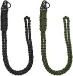 2 Pieces Heavy Duty Paracord Lanyard Braided 550 Necklace Keychains Whistles Wrist Strap Parachute Rope for Outdoor Activities, Camera, ID Card Badge Holder, Wallet and Keys (Black + Olive Green),