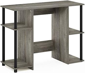 Furinno Jaya Escritorio de Estudio para computadora, Madera de ingeniería, Roble Francés Gris/Negro, Talla única