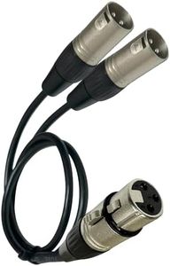 DIYTECH Balanced 2ft XLR Splitter Cable, XLR Splitter 1 Female to 2 Male Cable, XLR Y Cable, Microphone Splitter with 1 XLR Female to 2 XLR Male for Professional Audio Recording, XLR Splitter Box