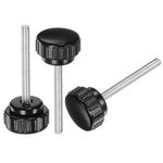 sourcing map 20pcs M5 x 50mm Male Thread Knurled Knobs, Thumb Screws Clamping Knobs Grip 25mm Plastic Round Head Hand Knobs Thumbscrews, Black