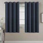 H.VERSAILTEX Thermal Insulated Blackout Curtains for Bedroom 63 Inches Long Grommet Window Treatment Panel for Living Room Energy Efficient Curtains 63 Inche Length - Solid in Navy Blue - One Panel