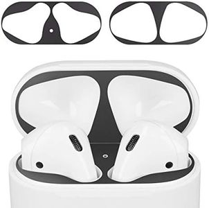 kwmobile Set of 2 Dust Guards Compatible with Apple Airpods 1 & 2 - Anti-Dust Protection Stickers - Black