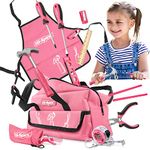 Hi-Spec Kids Real Tool Set with Pink Tool Bag and Accessories - Genuine Metal DIY Tools for Hands-On Learning and Building Projects - Perfect for Starters and Beginners