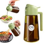 YARRAMATE 16oz/470ml Light-Blocking Dark Oil Sprayer for Cooking, 2 in 1 Olive Oil Dispenser Bottle for Kitchen, Premium Dark Amber Glass Oil Bottle, Food-Grade Oil Mister for Air Fryer, BBQ (Green)