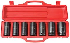 TEKTON 3/4-Inch Drive Deep Impact Socket Set inch Cr-V 6-Point 15/16-Inch - 1-1/2-Inch 7-Sockets | 4890