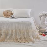 Brandream Lace Bed Skirt Full Size Cream White 18 Inch Drop Romantic Bed Sheets Cover Split Corners