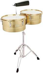 Ktaxon Timbales Instrument 13 Inch & 14 Inch Timbales Drum Set, Timbales kit with Outstanding Tone, Classic Finish, Strong Durability and Full Equipment(Gold)