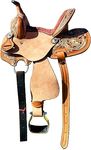 8" 10" 11" 12" 13" Western Kids Horse Barrel Saddle for Horse Riding, Floral Tooled Saddle with Silver Conchos ME-WLS-223E (8" Seat)