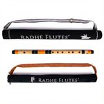 Radhe Flutes | PROFESSIONAL Bamboo Bansuri | C Natural | Right Handed | Middle Octave | With Hard Cover | Assorted Colours for Velvet Cover & Paper Tube | Black & Orange | Hand Crafted by Tej Sharma