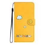 FALUWONRU Case for iPhone 14 Plus,Colorful Cute Cats Leather Flip Phone Case Wallet Cover with Creative Magnetic Protective Shockproof TPU Shell,Kickstand,Card Slots - Yellow