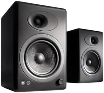 Audioengine A5+ Desktop Speakers - 150W Classic Powered Stereo Monitor Bookshelf Speakers - Home Music System 24-Bit Dac - Remote Control - Cables Included - Wired (Black)