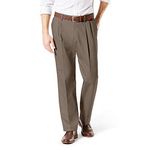 Dockers Men's Classic Fit Signature Lux Cotton Stretch Pants-Pleated (Regular and Big & Tall), Dark Pebble, 36W x 32L