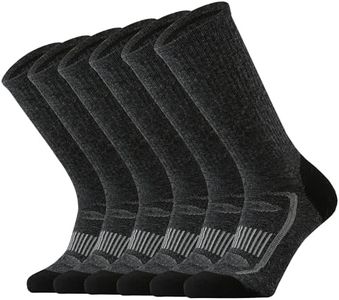 SOX TOWN Men's Merino Wool Cushion Crew Socks for Outdoor Hiking Hike Trail Performance Moisture Wicking Lightweight Summer(DarkGrey M)
