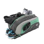 Harissons Jake 31L Water Resistant Duffel Gym Bag for Men & Women | Convertible Travel & Sports Backpack with Shoe Compartment & Easy Front Pocket Access (Mint & Grey)