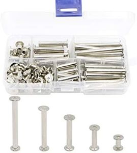 LBY 100pcs Phillips Chicago Screws Binding Screw Posts,M5 x 10/20/30/40/50mm Book Screws,Binding Barrels and Screws Assortment Kit, for Leather Saddles Purses Belt Repair,Nickel-Plated