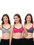 CEE 18 Women's Combo Pack of 3 Cotton Padded Non-Wired Maternity Bra (9210_40_Assorted_40B)