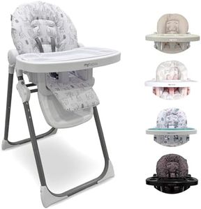 My Babiie MBHC8 Premium Highchair – Adjustable, 3 Recline Positions, 6 Height Settings, Removable Tray, Padded Seat, Foldable, for Toddler, from 6 Months to 3 Years (15kg) – Wild Safari