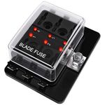 Hsthe Sea 6-way RV Fuse Blocks blade box DC 12~32V 12v Fuse Block Holder With LED Indicator Light Kit For Automotive Car Boat Marine Trike (6 way)