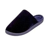 Isotoner Mens Perforated Suedette Mule Slippers Navy