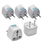 Hi-PLASST India to Europe Converter Plug (Pack of 5) Type C 2 Pin Power Plug Adapter Converter, Universal Socket, 2pin to 3pin Conversion Denmark • Switzerland • Italy • Brazil • S.Africa • Israel