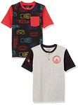 Spotted Zebra Boys' Kids Disney Star Wars Marvel Short-Sleeve Henley T-Shirts, 2-Pack Cars Racing, X-Large