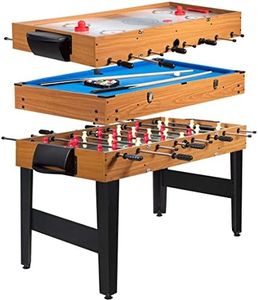 ARLIME 3 in 1 Multi Game Table, 48'' Foosball Table w/Billiards, Soccer, Slide Hockey, Wood Foosball Game Table for Kids, Adults, Game Room, Parties