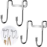 JIALTO® 2 PCS Over The Door Drawer Cabinet Hook, S.S 304 Stainless Steel Double S-Shaped Hook Holder Hanger Metal Heavy Duty Free Punching Door Back Hanging Clothes Hook Organizer,Drawer (SILVERS)