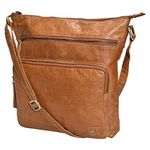 Wise Owl Genuine Leather Crossbody Handbags & Purses for Women - Premium Crossover Over the Shoulder Bag (Cognac Multi-Wax)