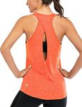 ICTIVE Womens Cross Backless Workout Tops for Women Racerback Open Back Shirts Athletic Sleeveless Clothes Neon Orange L