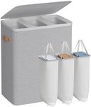 SONGMICS Laundry Basket, 190L Laundry Hamper with Lid, 3 Removable Bags