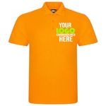 Personalised Embroidered Polo Work wear Uniform Your Logo (M, ORANGE)