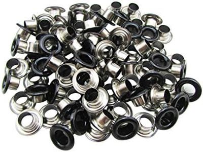 Amanaote 8mm Internal Hole Diameter Matte Black Eyelets Grommets with Washer Self Backing Pack of 100 Sets