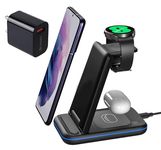 UNIGEN Unidock 350 23W Foldable Fast Wireless Charging Station [With Qc 18W Charger] For All Wireless Compatible Smartphones/Galaxy Watch 5/4/3/Active 2 & Buds (Bkad), Black