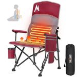 Overmont Heated Camping Chair with Adjustable High Backrest - 3 Heat Levels Seat & Backrest Separately Control - Heavy Duty Portable Heated Chair for Adults Supports 450 LBS - Battery NOT Included