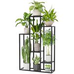 Bamworld Tall Plant Shelf Metal Plant Stand Black Flower Stand For Multiple Plants Tiered Coner Plant Table For Window Garden Balcony Living Room