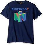 Nintendo Men's N64 Logo Short Sleeve T-Shirt, Navy, X-Large