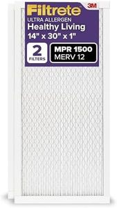 Filtrete AC Furnace Air Filter, MERV 12, MPR 1500, CERTIFIED asthma & allergy friendly, 3 Month Pleated 2.54 cm Electrostatic Air Cleaning Filter, 2-Pack (35.5 x 76.2 x 2.5 cm)