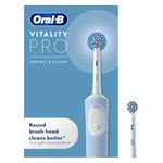 Oral-B Vitality Pro Electric Toothbrushes Adults, Oral B Electric Toothbrush, 1 Handle, 2 Toothbrush Heads, 3 Brushing Modes Including Sensitive Plus, Rechargeable Toothbrush, 2 Pin UK Plug, Blue