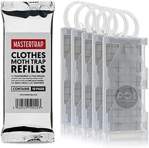 Mastertrap 5 Pheromone Moth Traps with 10 Refill Pads for Clothes Moths