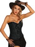 Allegra K Women's Corset Strapless Victorian Boned Bustier Corset Top Black X-Small