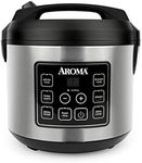 Aroma Housewares 20 Cup Cooked (10 cup uncooked) Digital Rice Cooker, Slow Cooker, Food Steamer, SS Exterior (ARC-150SB),Black