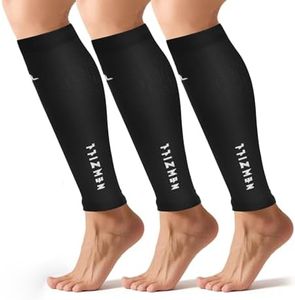 NEWZILL Calf Compression Sleeve for Men & Women | Footless Compression Socks for Shin Splint Relief, Varicose Veins | Perfect Leg Sleeve for Running, Travel, Nursing, Work, Fitness (Black 3Pairs L/XL)