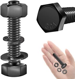 Mywish (10 Sets) 1/4-20 x 1-1/2" Hex Head Stainless Steel Bolts and Nuts with Flat & Lock Washers, 304 Stainless Steel 18-8, Fully Threaded, Black Oxide, 1/4 Bolt