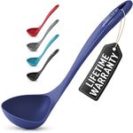 Zulay Soup Ladle Spoon with Comfortable Grip - Cooking and Serving Spoon for Soup, Chili, Gravy, Salad Dressing and Pancake Batter - Large Nylon Scoop & Soup Ladel Great for Canning and Pouring - Navy