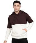 Alan Jones Clothing Men's Colorblock Cotton Regular Fit Hooded Sweatshirt (Brown_L)